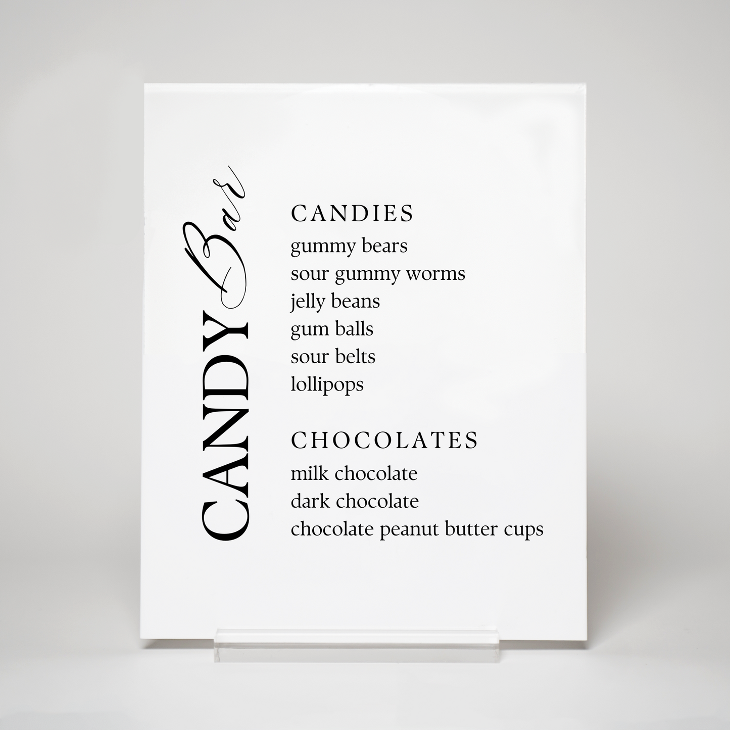 Classic | Candy Menu Sign I