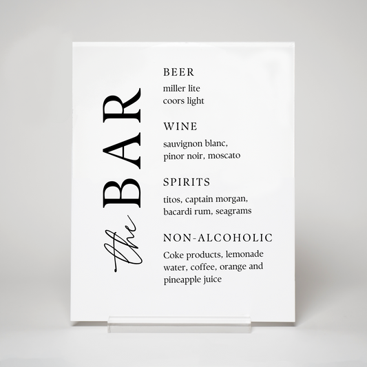 Chic | Drink Menu Sign I