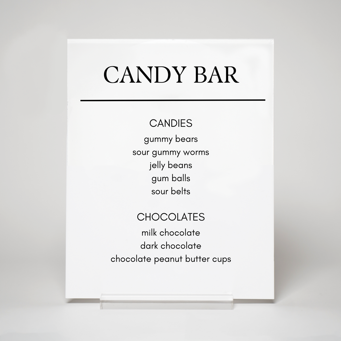 Modern | Candy Menu Sign I