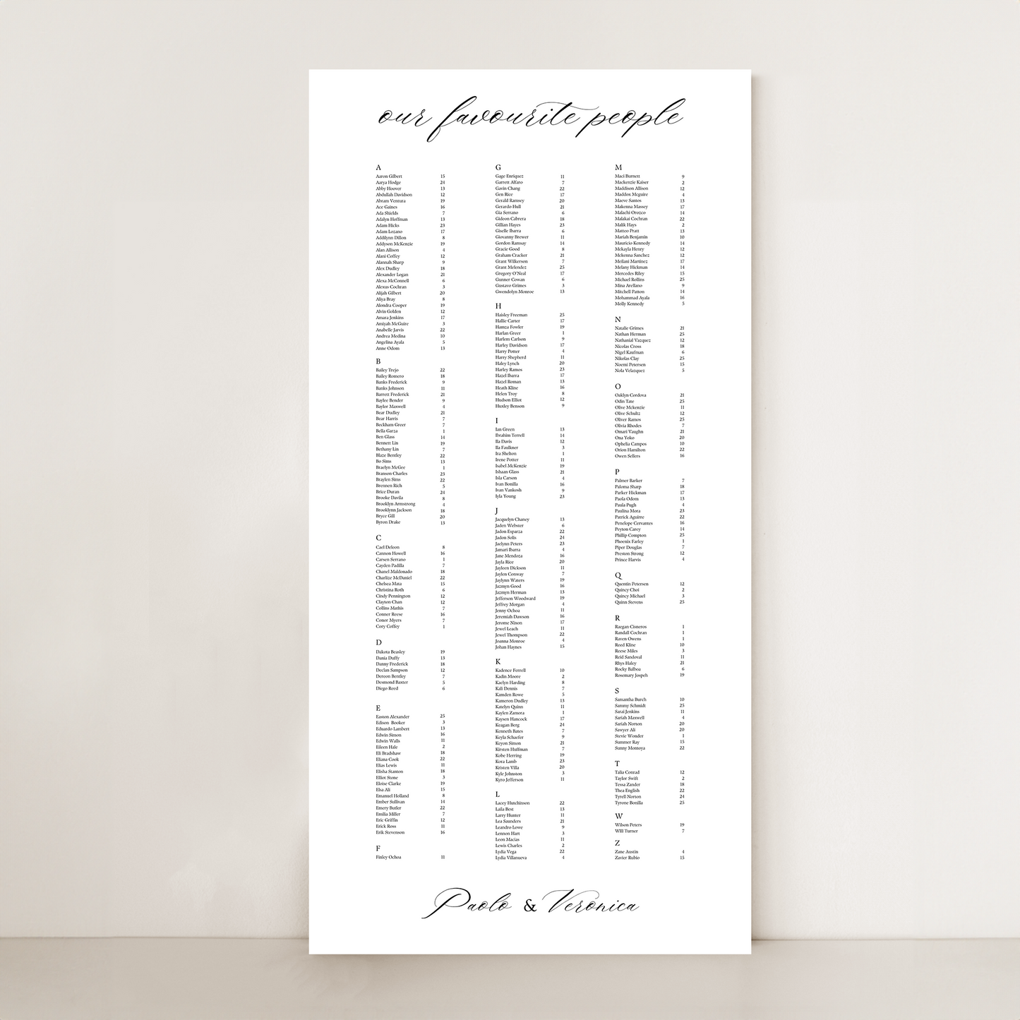 Classic | Seating Chart