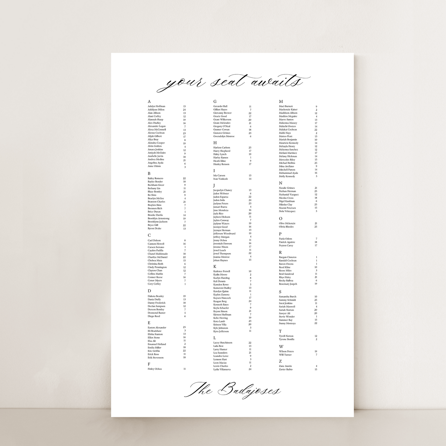 Classic | Seating Chart