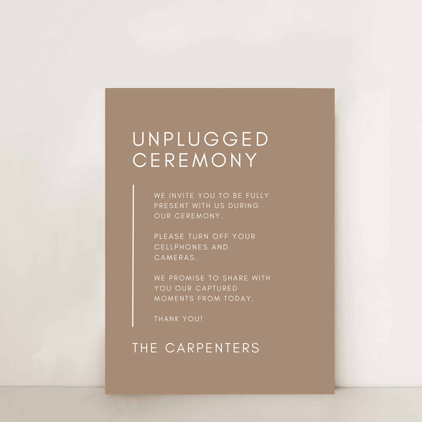 Minimal | Unplugged Ceremony Sign