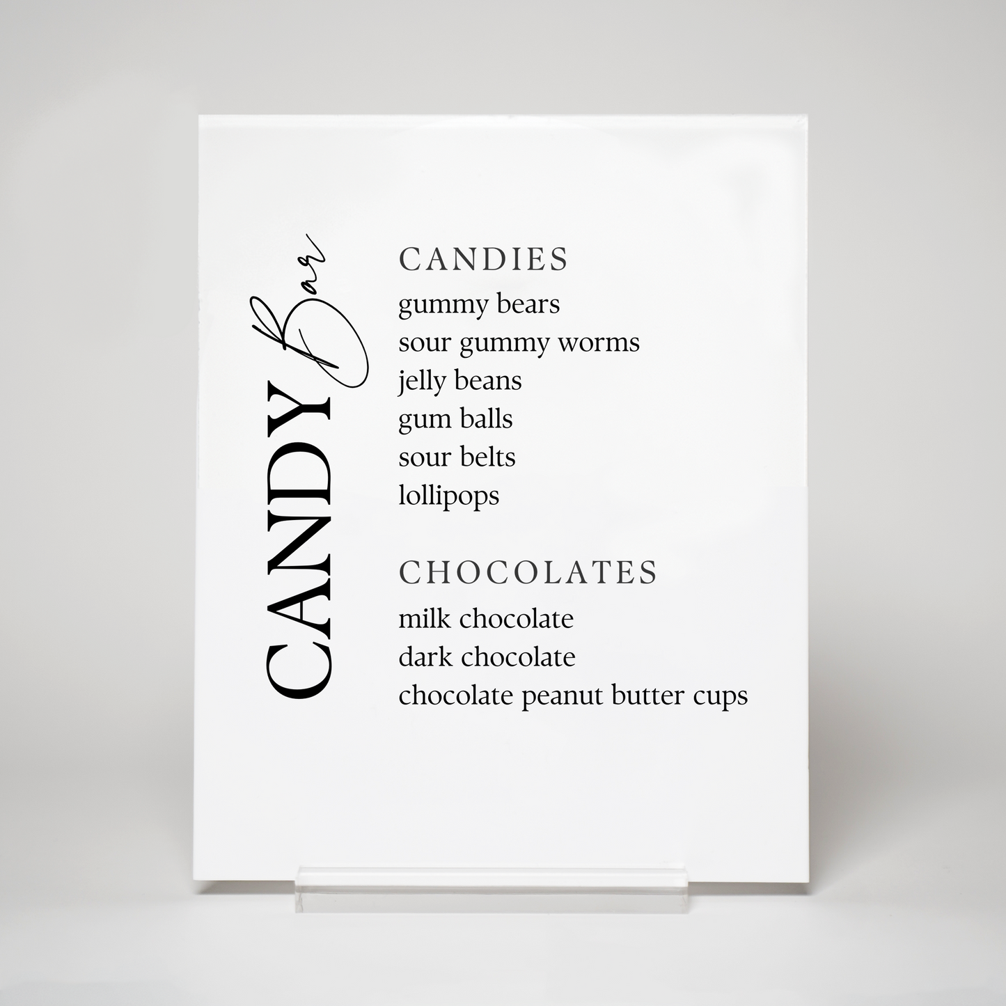 Chic | Candy Menu Sign I