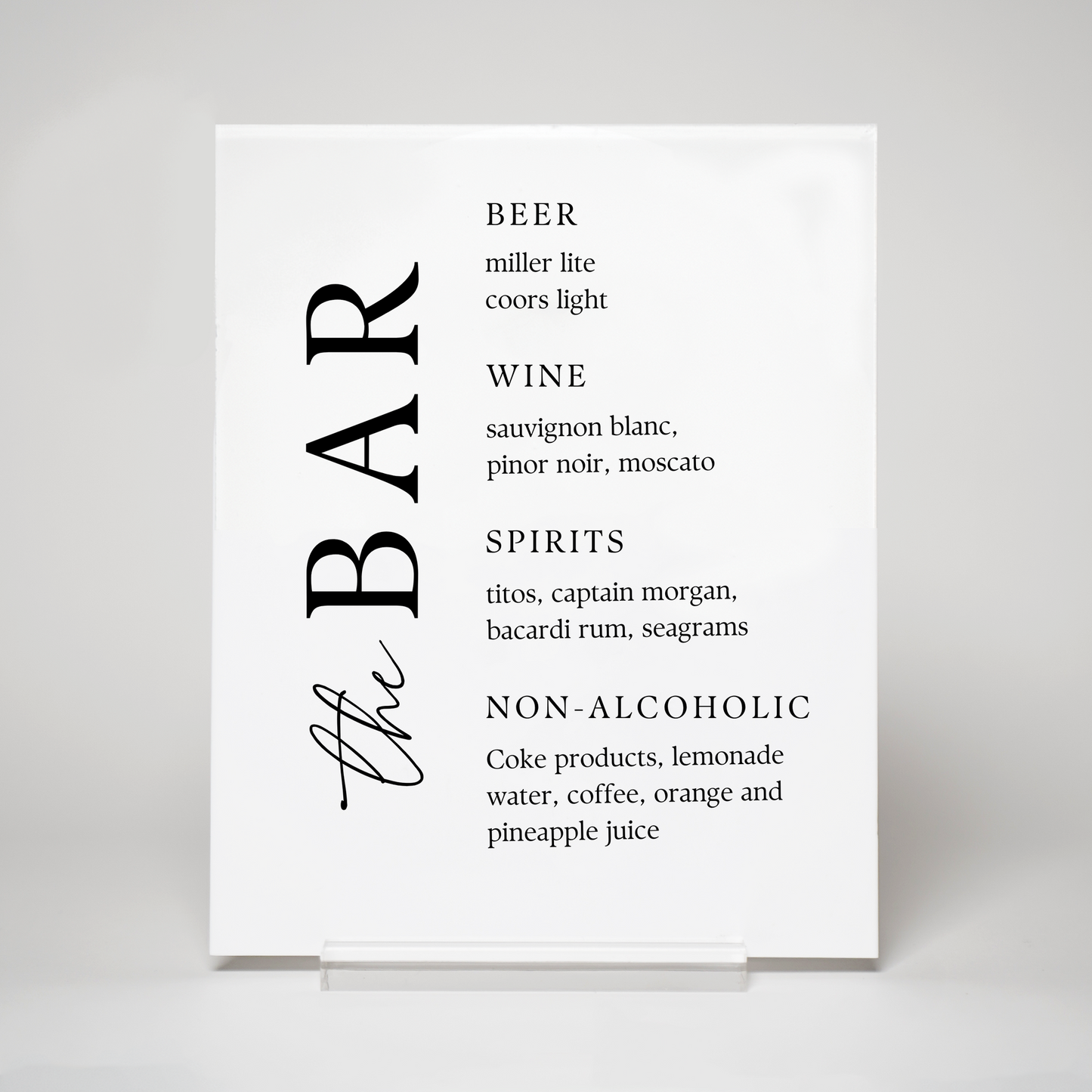 Chic | Drink Menu Sign I