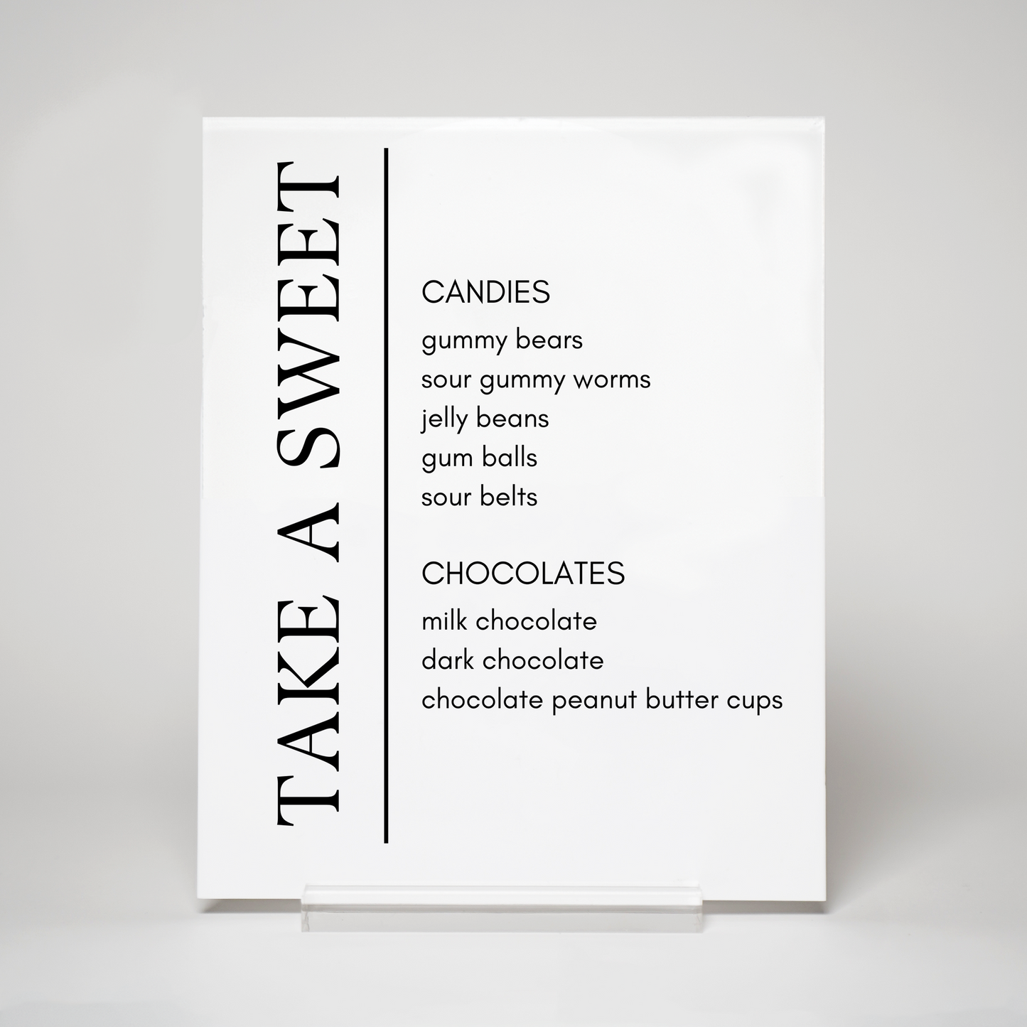 Modern | Candy Menu Sign II