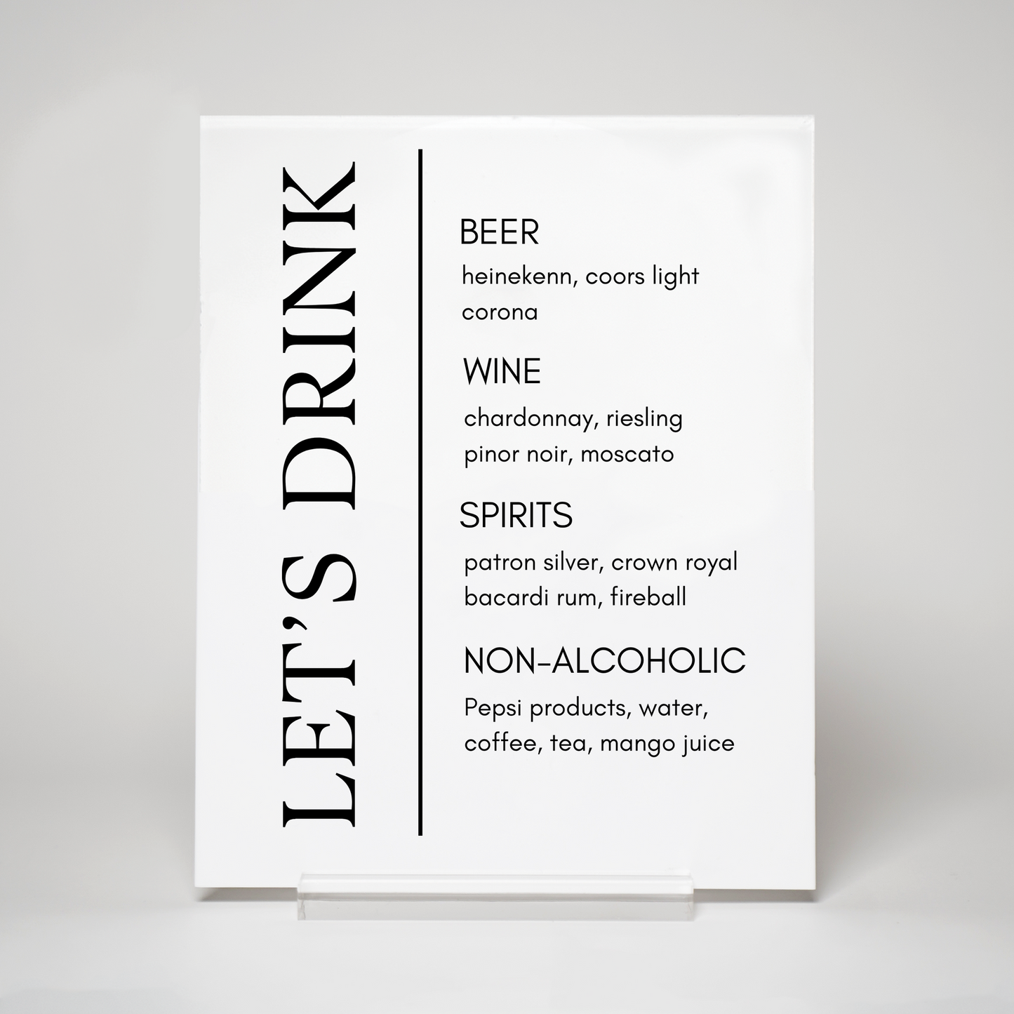 Modern | Drink Menu Sign II