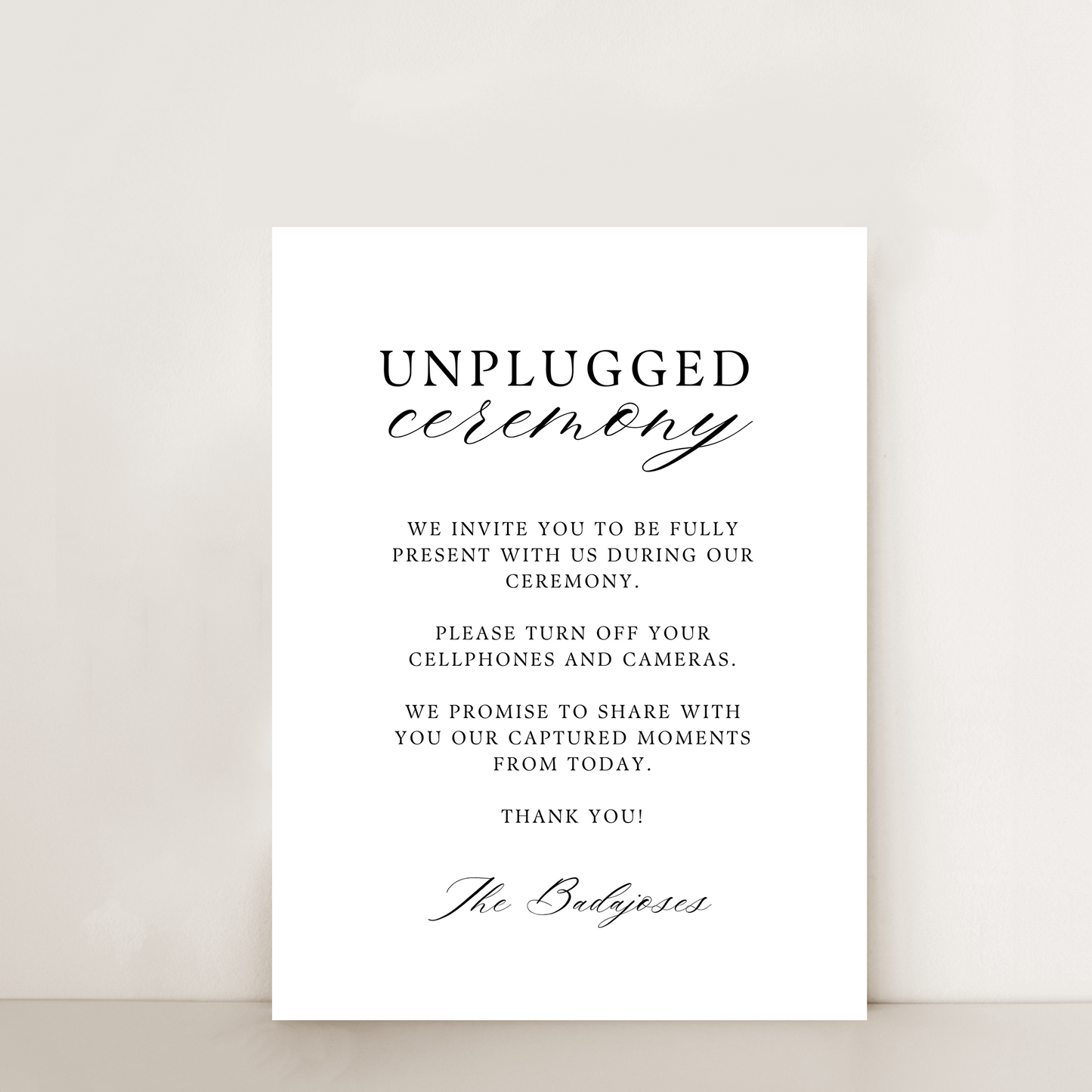 Classic | Unplugged Ceremony Sign